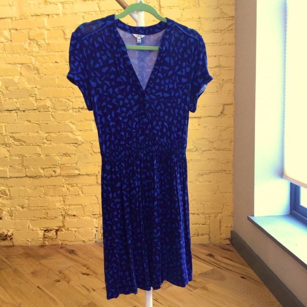Geometric Print Elastic Waist Shirt Dress
